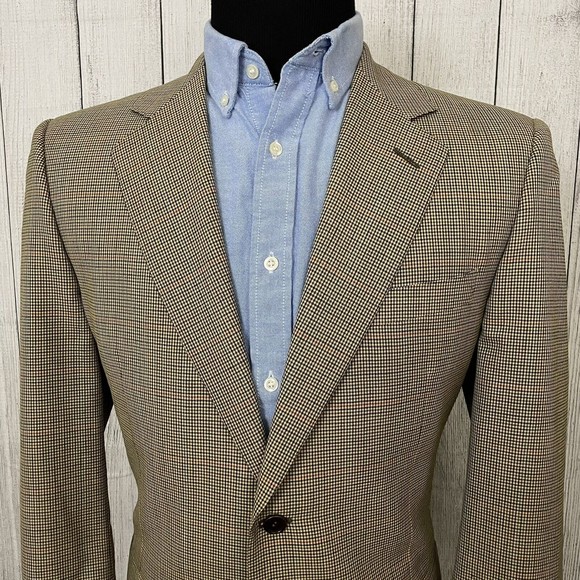 Canali Other - Canali 40R Tan Check 100% Wool 2-Button Double-Vent Italian Sport Coat